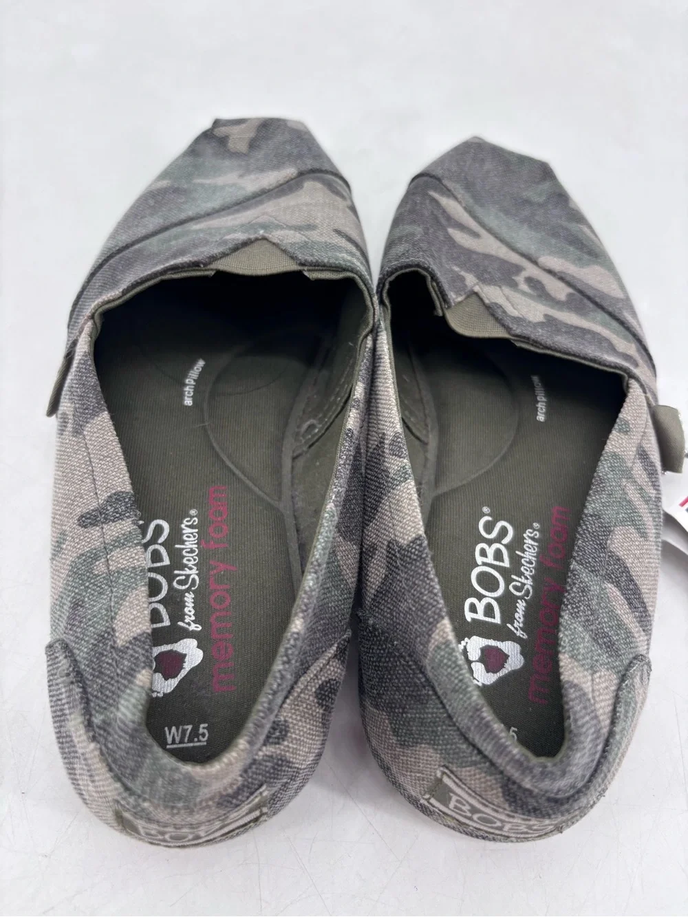 Bobs from Skechers NEW Alpargata Camo Print Memory Foam Slip On Loafers Flats